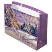 Moderne waterverf van gekleurde sneeuwbomen groot cadeauzakje (Achterkant Gekanteld)