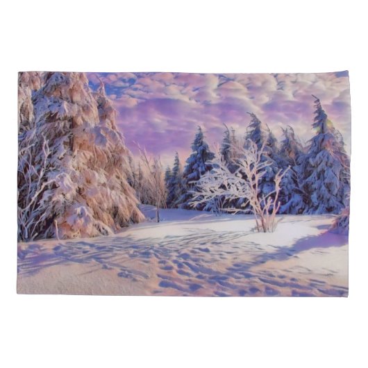 Moderne waterverf van gekleurde sneeuwbomen kussensloop (Achterkant-Links)