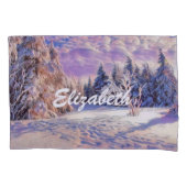 Moderne waterverf van gekleurde sneeuwbomen kussensloop (Voorkant-Links)