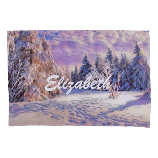 Moderne waterverf van gekleurde sneeuwbomen kussensloop (Voorkant-Links)