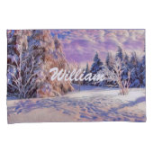 Moderne waterverf van gekleurde sneeuwbomen kussensloop (Voorkant-Rechts)