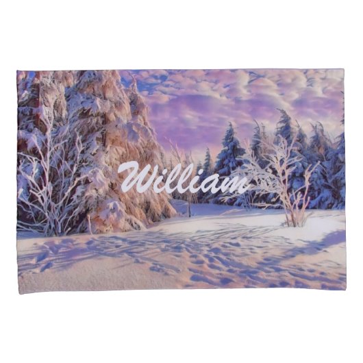 Moderne waterverf van gekleurde sneeuwbomen kussensloop (Voorkant-Rechts)