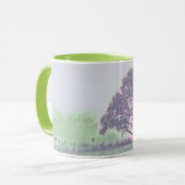 Moderne waterverf van gekleurde sneeuwbomen mok (Voorkant links)