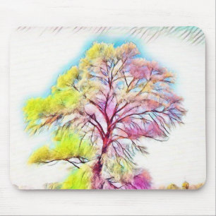 Moderne waterverf van gekleurde sneeuwbomen muismat