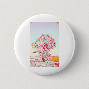 Moderne waterverf van gekleurde sneeuwbomen ronde button 5,7 cm