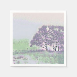 Moderne waterverf van gekleurde sneeuwbomen servet