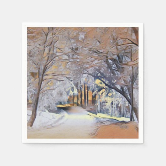 Moderne waterverf van gekleurde sneeuwbomen servet (Voorkant)