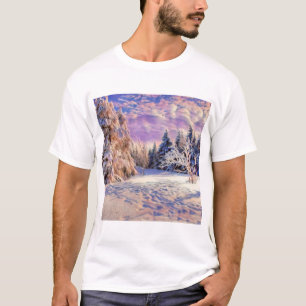 Moderne waterverf van gekleurde sneeuwbomen t-shirt