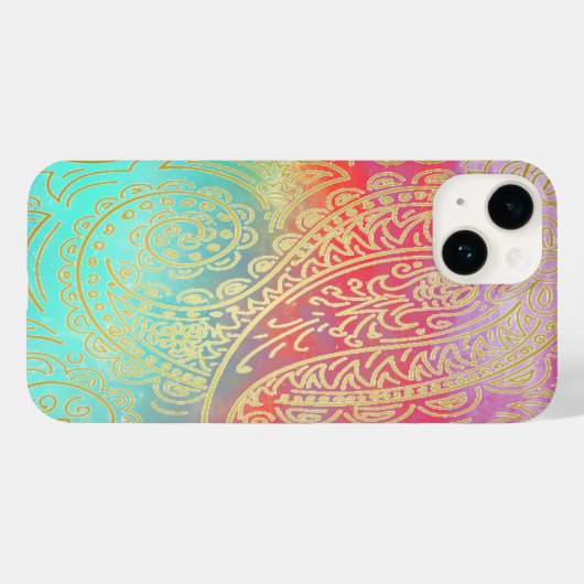 Moderne waterverf van gradiënt en gouddemaat Case-Mate iPhone case (Achterkant (horizontaal))