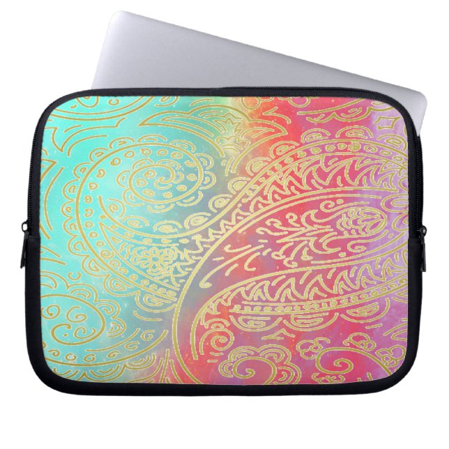 Moderne waterverf van gradiënt en gouddemaat laptop sleeve (Voorkant)