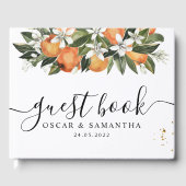 Moderne Waterverf van Sinaasappel en bloemen Gastenboek (Voorkant)