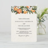 Moderne Waterverf van Sinaasappel en bloemen Kaart (Staand voorkant)