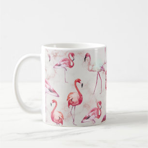 Moderne Waterverf van tropische flamingo Koffiemok