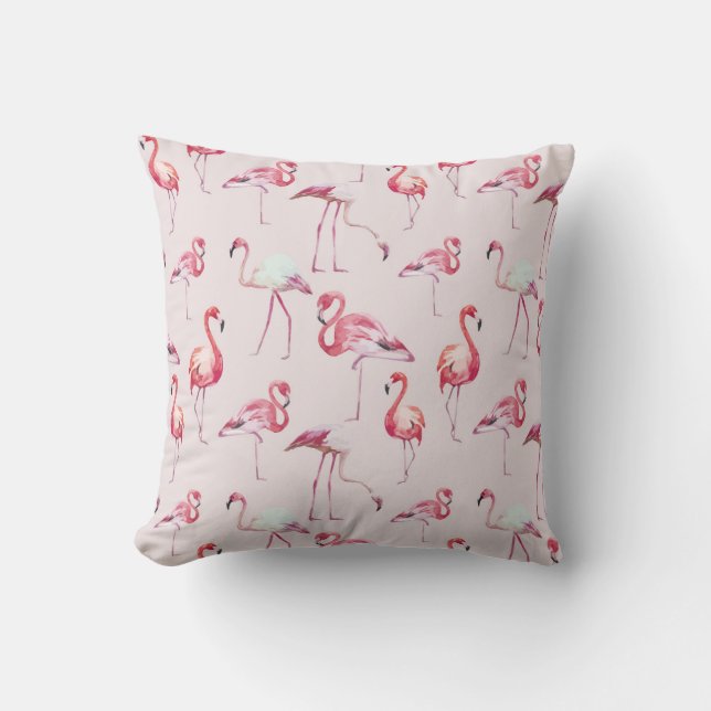 Moderne Waterverf van tropische flamingo Kussen (Voorkant)