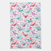 Moderne Waterverf van vogelpest Theedoek (Verticaal)