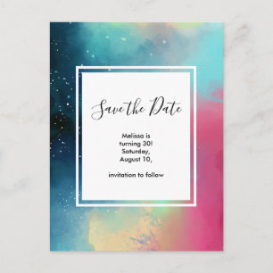 Moderne Waterverf voor groene en rode ruimte Briefkaart