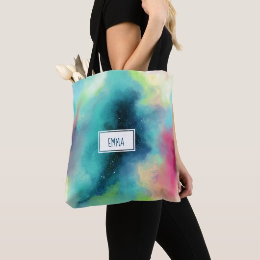 Moderne Waterverf voor groene en rode ruimte Draagtas (Dichtbij)