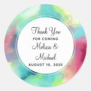 Moderne Waterverf voor groene en rode ruimte Ronde Sticker