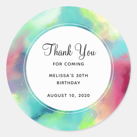 Moderne Waterverf voor groene en rode ruimte Ronde Sticker (Voorkant)