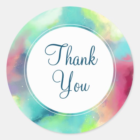 Moderne Waterverf voor groene en rode ruimte Ronde Sticker (Voorkant)