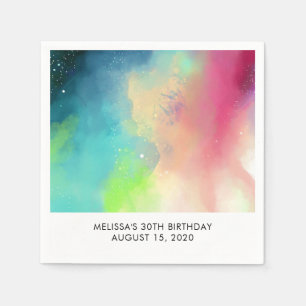 Moderne Waterverf voor groene en rode ruimte Servet