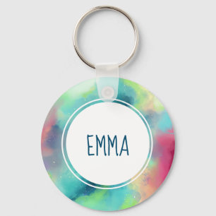 Moderne Waterverf voor groene en rode ruimte Sleutelhanger