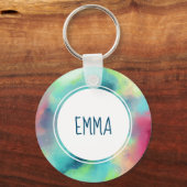 Moderne Waterverf voor groene en rode ruimte Sleutelhanger (Voorkant)