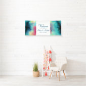 Moderne Waterverf voor groene en rode ruimte Spandoek (Insitu)