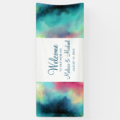 Moderne Waterverf voor groene en rode ruimte Spandoek (Verticaal)