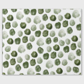 Moderne Waterverf voor kerstmis Groene Stippen Cadeaupapier (Vlak)