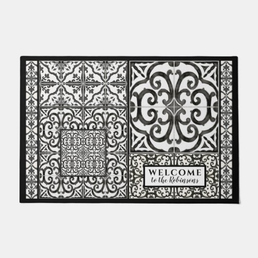 Moderne Waterverf voor zwarte en witte broederij Deurmat (Voorkant)