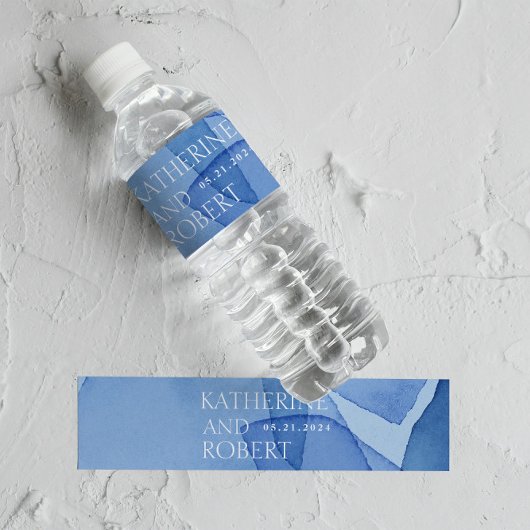 Moderne Waterverf Vormen Bruiloft Monogram Waterfles Etiket