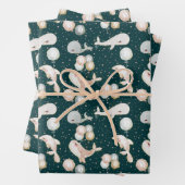 Moderne Waterverf walvis dolfijnballon marineblauw Inpakpapier Vel (In situ)