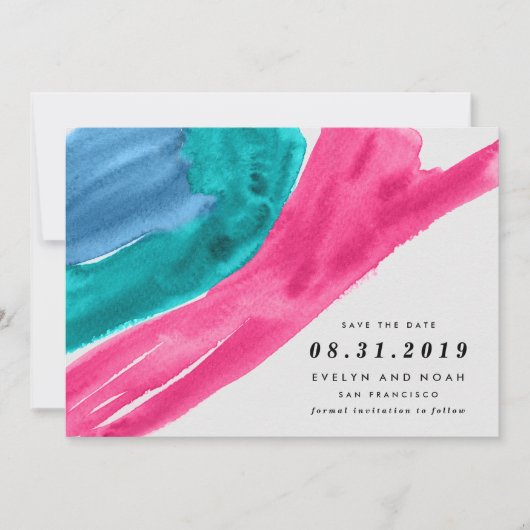 Moderne Waterverf warm roze sparen de Datum Save The Date (Voorkant)