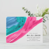 Moderne Waterverf warm roze sparen de Datum Save The Date (Staand voorkant)