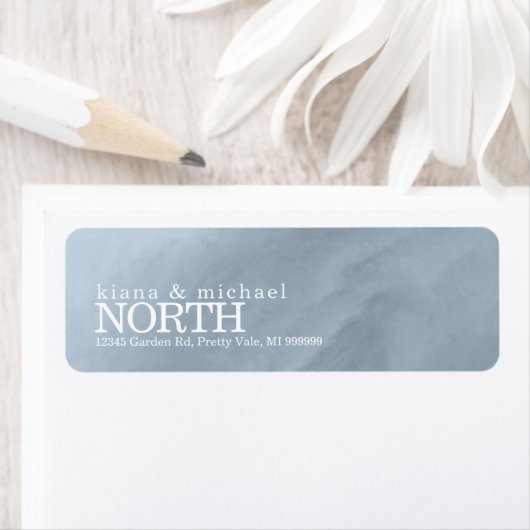 Moderne Waterverf Wedding Dusty Blue ID816 Etiket (Insitu)