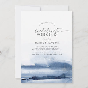 Moderne Waterverf Weekend Blue Bachelorette Kaart