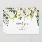 Moderne Waterverf White Floral Wedding Bedankt (Voorkant / Achterkant)