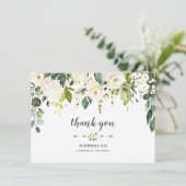Moderne Waterverf White Floral Wedding Bedankt (Staand voorkant)