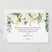 Moderne Waterverf White Floral Wedding Bedankt (Achterkant)