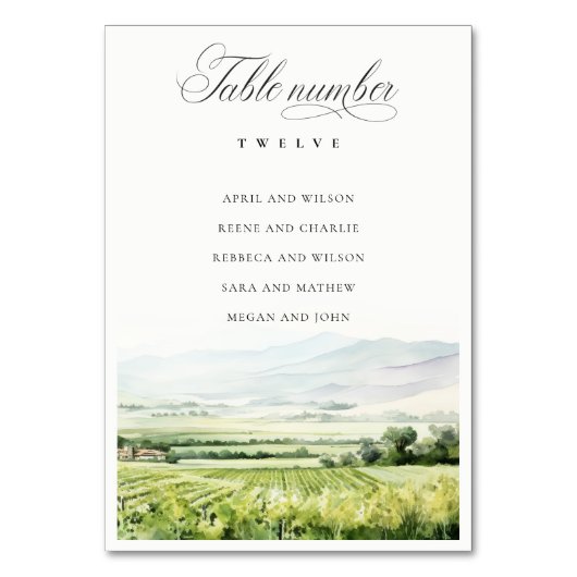 Moderne Waterverf Wijngaard Landschap Zitkaarten Kaart (Voorkant)