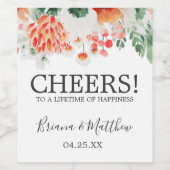 Moderne Waterverf Wildbloemen Trendy Floral Wine L Wijn Etiket (Enkel label)