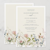 Moderne Waterverf wilde bloemen Kaart (Voorkant / Achterkant)