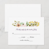Moderne Waterverf wilde bloemen RSVP Kaartje (Voorkant / Achterkant)