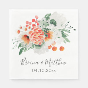 Moderne waterverf wilde bloemen trendy bloemenserv servet