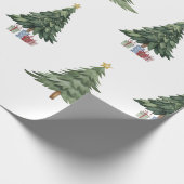Moderne Waterverf Winter Groene Boom Kerstmis Cadeaupapier (Hoek)