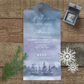 Moderne Waterverf winterblauw All In One Uitnodiging