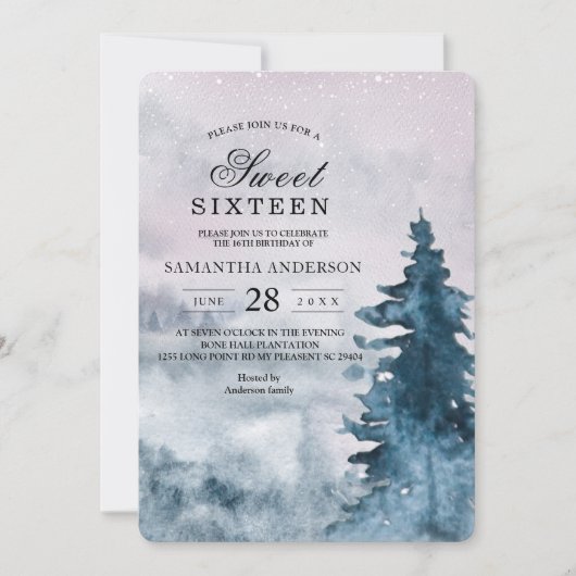 Moderne Waterverf Winterkerstboom Natuur IV Kaart (Voorkant)