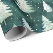 Moderne Waterverf winterpine groene kerstmis Cadeaupapier (Rol Hoek)