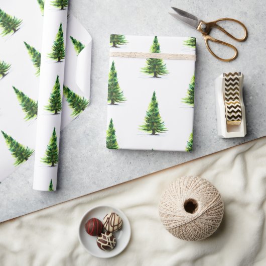 Moderne Waterverf winterpine paarse kerstmis Cadeaupapier (Crafts)